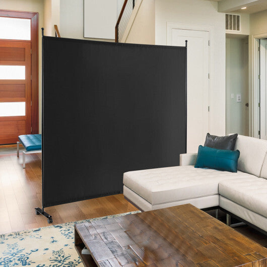 Costway 6 Feet Single Panel Rolling Room Divider with Smooth Wheels W2B