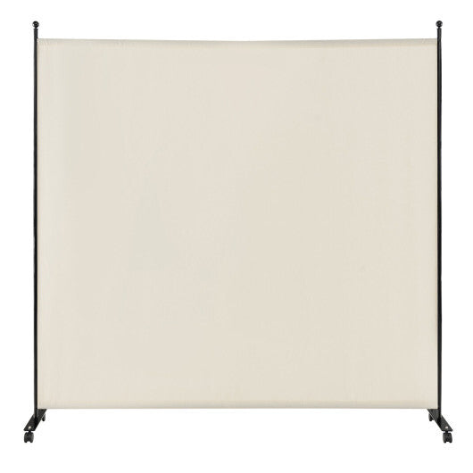 Costway 6 Feet Single Panel Rolling Room Divider with Smooth Wheels-White W2B