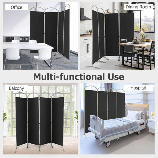Costway 6.2Ft Folding 4-Panel Room Divider for Home Office Living Room-Black W2B