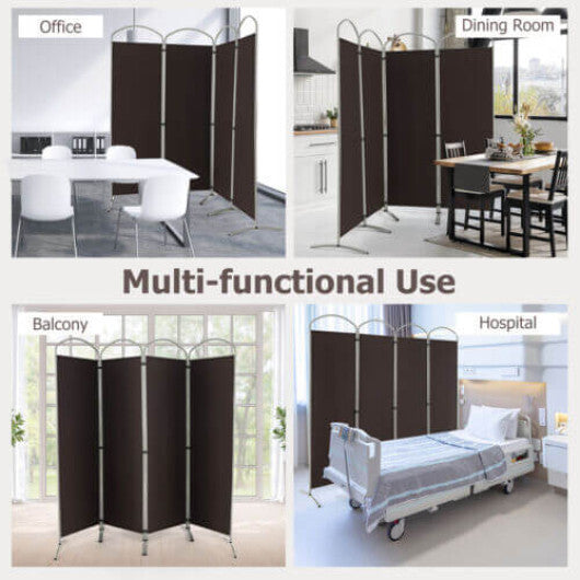 Costway 6.2Ft Folding 4-Panel Room Divider for Home Office Living Room -Brown W2B