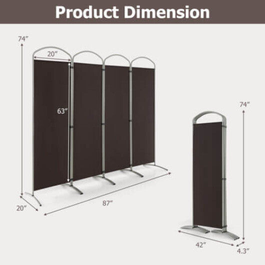 Costway 6.2Ft Folding 4-Panel Room Divider for Home Office Living Room -Brown W2B