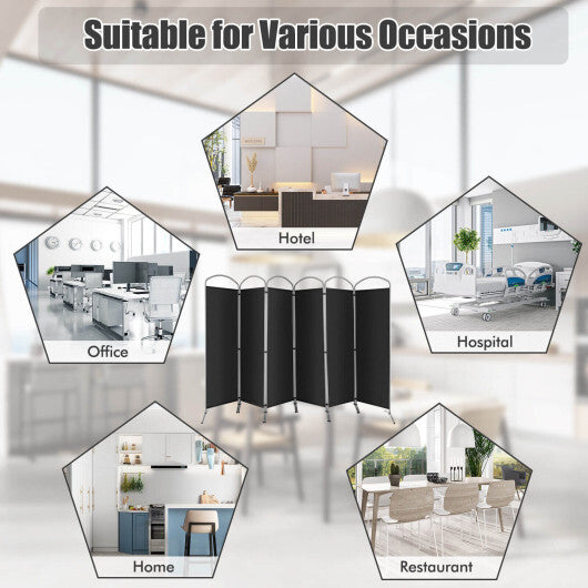 Costway 6 Feet 6-Panels Freestanding Folding Privacy Screen-Black W2B
