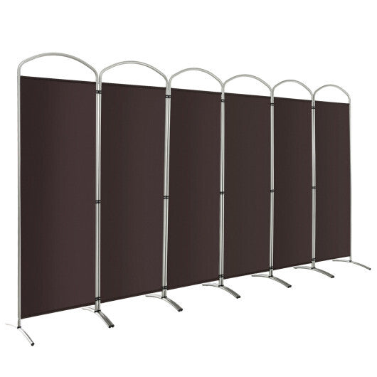 Costway 6 Feet 6-Panels Freestanding Folding Privacy Screen-Brown W2B