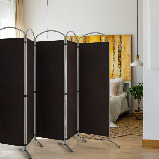 Costway 6 Feet 6-Panels Freestanding Folding Privacy Screen-Brown W2B