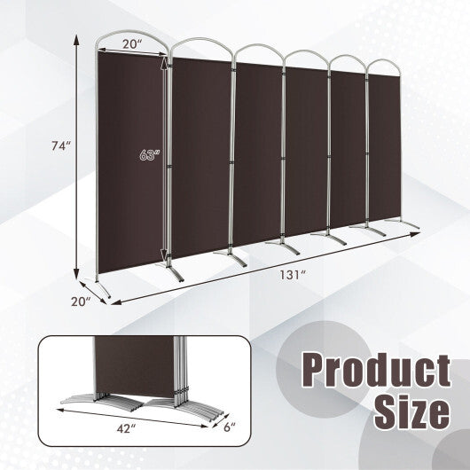 Costway 6 Feet 6-Panels Freestanding Folding Privacy Screen-Brown W2B