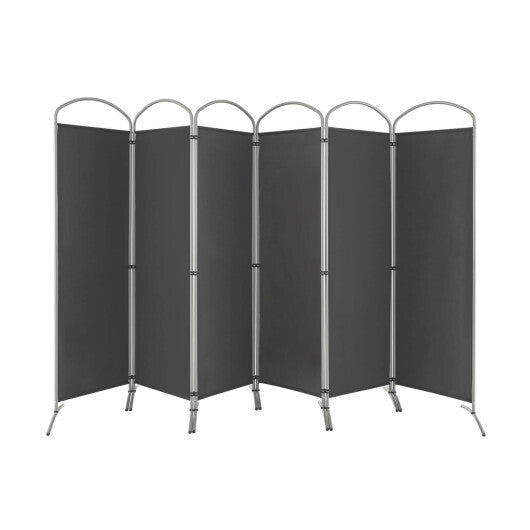Costway 6 Feet 6-Panels Freestanding Folding Privacy Screen-Gray W2B