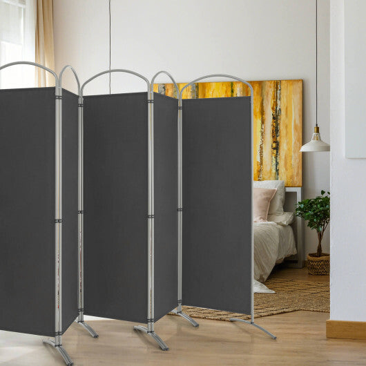 Costway 6 Feet 6-Panels Freestanding Folding Privacy Screen-Gray W2B