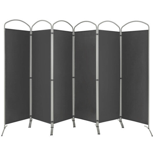 Costway 6 Feet 6-Panels Freestanding Folding Privacy Screen-Gray W2B