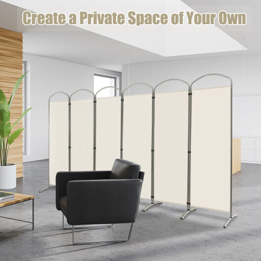 Costway 6 Feet 6-Panels Freestanding Folding Privacy Screen-White W2B