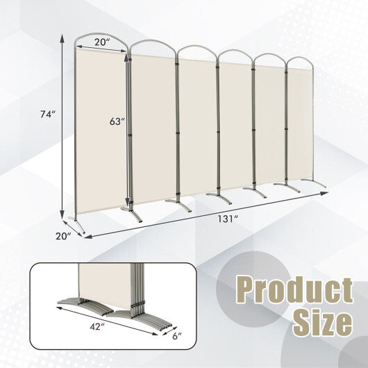 Costway 6 Feet 6-Panels Freestanding Folding Privacy Screen-White W2B