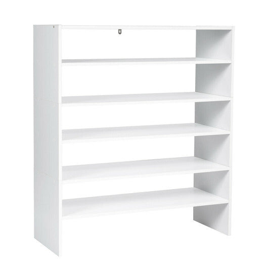 Costway 3 Pieces 31-Inch Stackable Multi-Shape Shoe Rack-White W2B