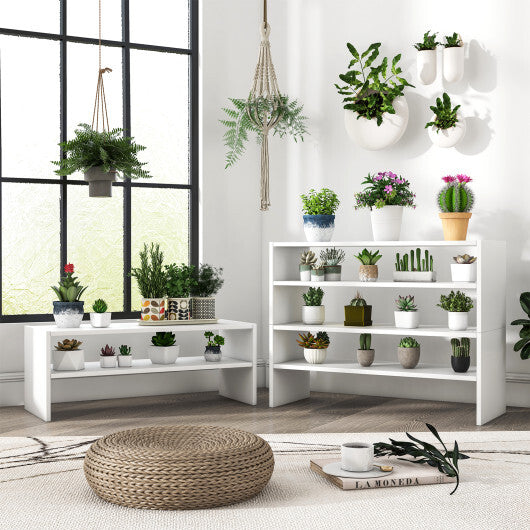 Costway 3 Pieces 31-Inch Stackable Multi-Shape Shoe Rack-White W2B