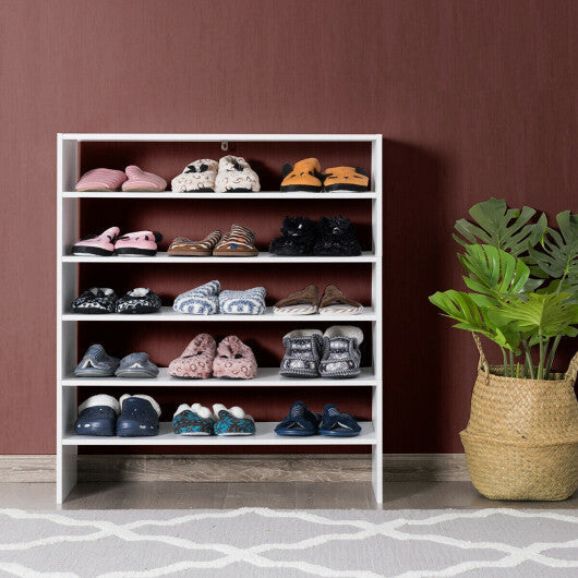 Costway 3 Pieces 31-Inch Stackable Multi-Shape Shoe Rack-White W2B