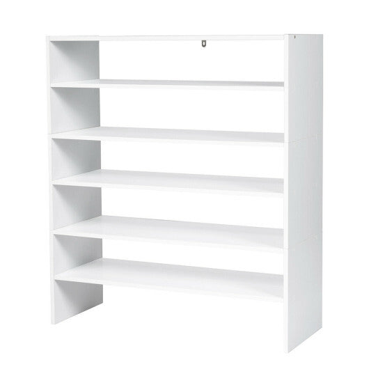 Costway 3 Pieces 31-Inch Stackable Multi-Shape Shoe Rack-White W2B