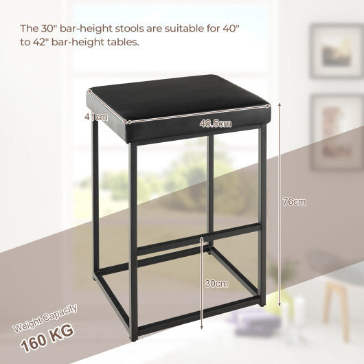 Costway 30 Inch Barstools Set of 2 with PU Leather Cover-Black W2B