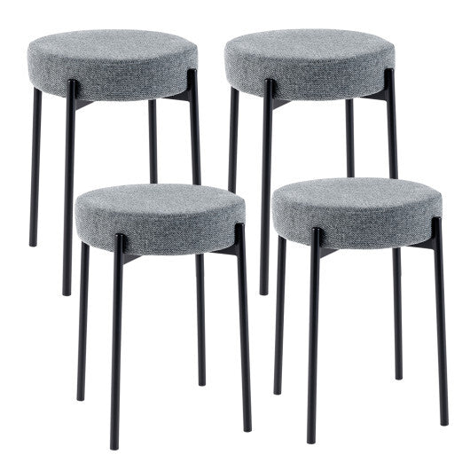 Costway Bar Stools Set of 4 Upholstered Kitchen Stools with Foot Pads-Light Gray W2B