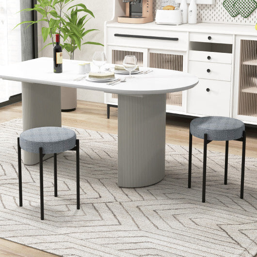 Costway Bar Stools Set of 4 Upholstered Kitchen Stools with Foot Pads-Light Gray W2B
