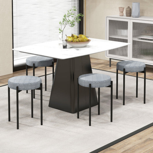 Costway Bar Stools Set of 4 Upholstered Kitchen Stools with Foot Pads-Light Gray W2B