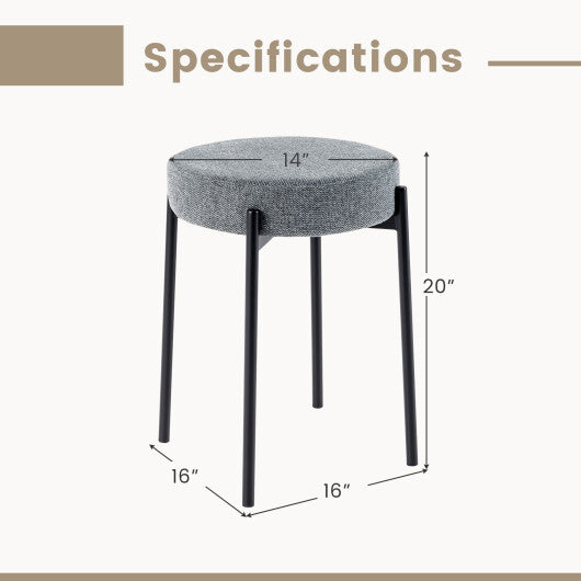 Costway Bar Stools Set of 4 Upholstered Kitchen Stools with Foot Pads-Light Gray W2B