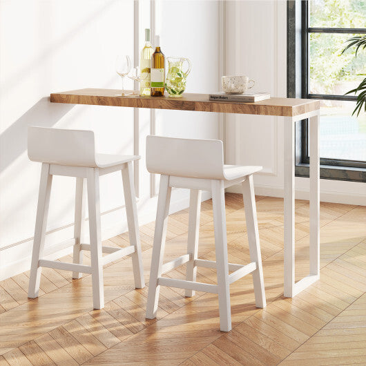 Costway Wood Bar Stools Set of 2 with Solid Back and Seat-White W2B