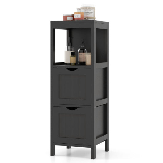 Costway Freestanding Storage Cabinet with 2 Removable Drawers for Bathroom-Black W2B
