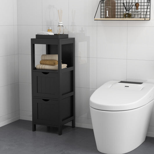Costway Freestanding Storage Cabinet with 2 Removable Drawers for Bathroom-Black W2B