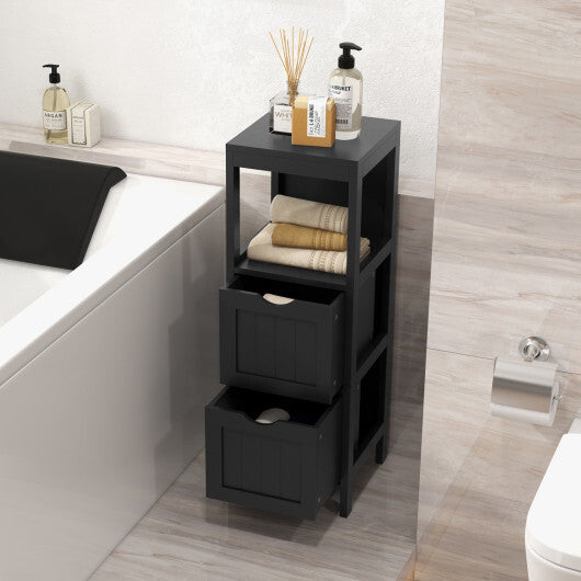 Costway Freestanding Storage Cabinet with 2 Removable Drawers for Bathroom-Black W2B