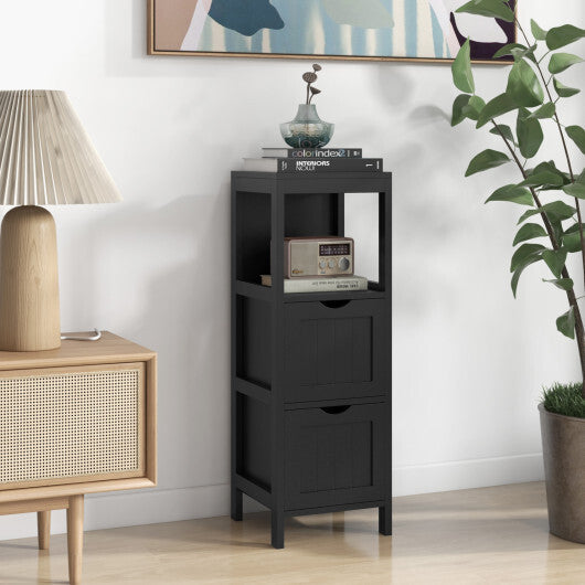 Costway Freestanding Storage Cabinet with 2 Removable Drawers for Bathroom-Black W2B