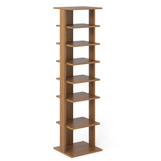 Costway 7-Tiers Vertical Wooden Space Saving Shoe Rack for Front Door-Natural W2B