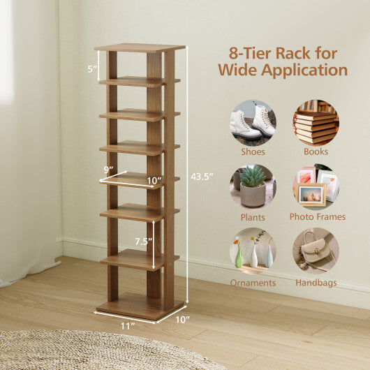 Costway 7-Tiers Vertical Wooden Space Saving Shoe Rack for Front Door-Natural W2B
