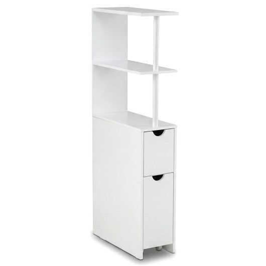 Costway Slim Storage Freestanding Bathroom Cabinet with Open Shelves-White W2B