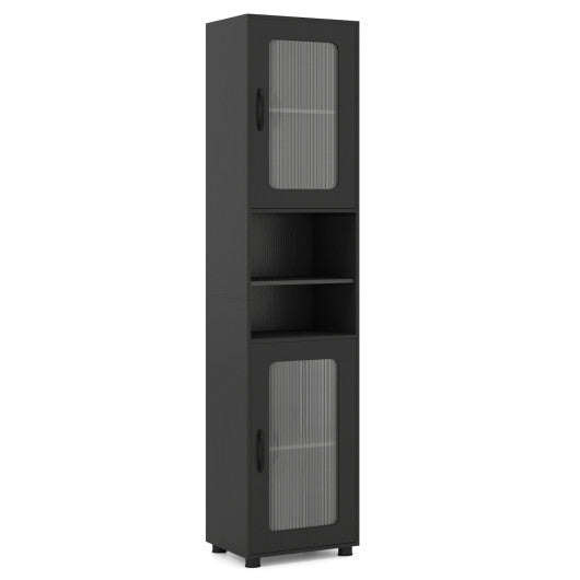 Costway Tall Bathroom Storage Cabinet 67 Inches Freestanding Storage Organizer-Black W2B