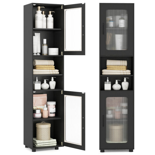 Costway Tall Bathroom Storage Cabinet 67 Inches Freestanding Storage Organizer-Black W2B