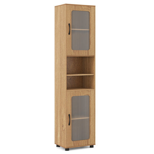 Costway Tall Bathroom Storage Cabinet 67 Inches Freestanding Storage Organizer-Natural W2B