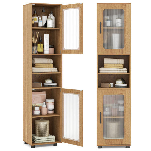 Costway Tall Bathroom Storage Cabinet 67 Inches Freestanding Storage Organizer-Natural W2B