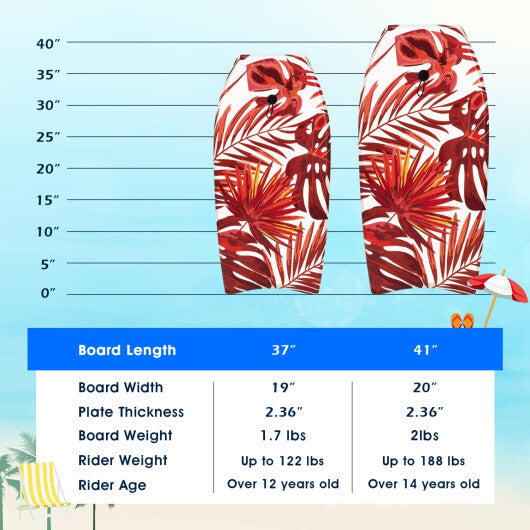 Costway 37 Inch Lightweight Surfboard With Fin EPS Core for Kids and Adults-M W2B