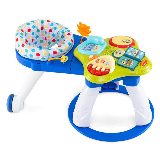 Costway 3 in 1 Baby Stationary Activity Center with Educational and Music Function Tabletop-Blue W2B