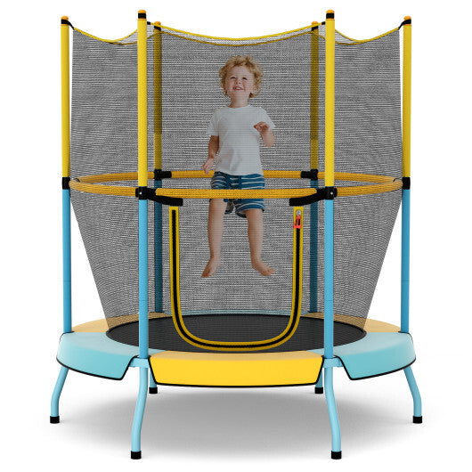 Costway 48 Inch Toddler Trampoline with Safety Enclosure Net-Yellow W2B