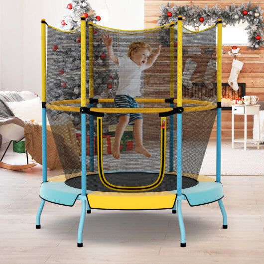Costway 48 Inch Toddler Trampoline with Safety Enclosure Net-Yellow W2B