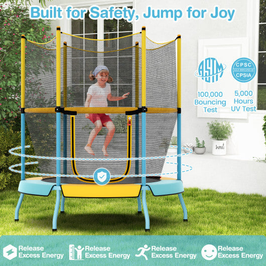 Costway 48 Inch Toddler Trampoline with Safety Enclosure Net-Yellow W2B