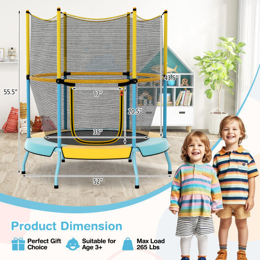 Costway 48 Inch Toddler Trampoline with Safety Enclosure Net-Yellow W2B