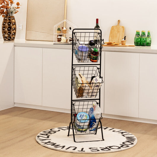 Costway 3-Tier Fruit Basket Stand with Adjustable Heights W2B