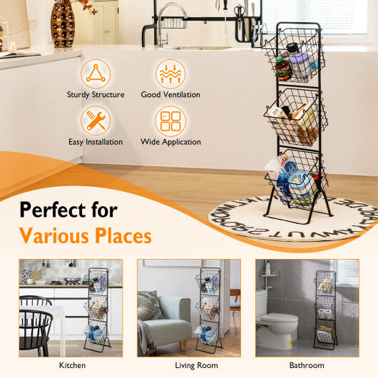 Costway 3-Tier Fruit Basket Stand with Adjustable Heights W2B