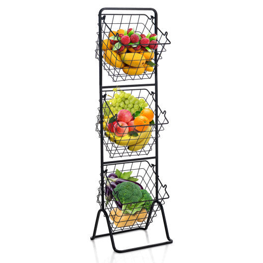 Costway 3-Tier Fruit Basket Stand with Adjustable Heights W2B