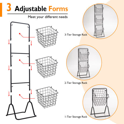 Costway 3-Tier Fruit Basket Stand with Adjustable Heights W2B