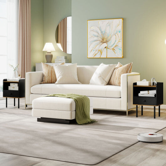 Costway Nightstand Bedside End Table with Drawer and Shelf for Living Room Bedroom-Set of 2 W2B