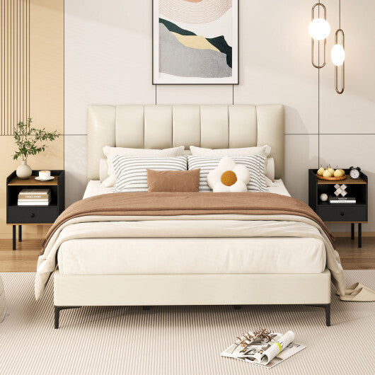 Costway Nightstand Bedside End Table with Drawer and Shelf for Living Room Bedroom-Set of 2 W2B