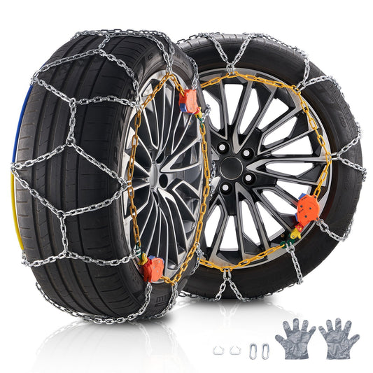 Auto Tightening Snow Chains, Diamond Mesh Traction Wheel Chains for Anti-slip, Alloy Steel Tire Chains for Tires 265/75-15, 265/75-16, LT265/75-16, 255/75-17, LT255/75-17, 275/45-22, 265/70-16