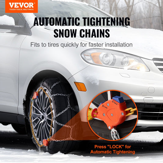 Auto Tightening Snow Chains, Diamond Mesh Traction Wheel Chains for Anti-slip, Alloy Steel Tire Chains for Tires 265/75-15, 265/75-16, LT265/75-16, 255/75-17, LT255/75-17, 275/45-22, 265/70-16