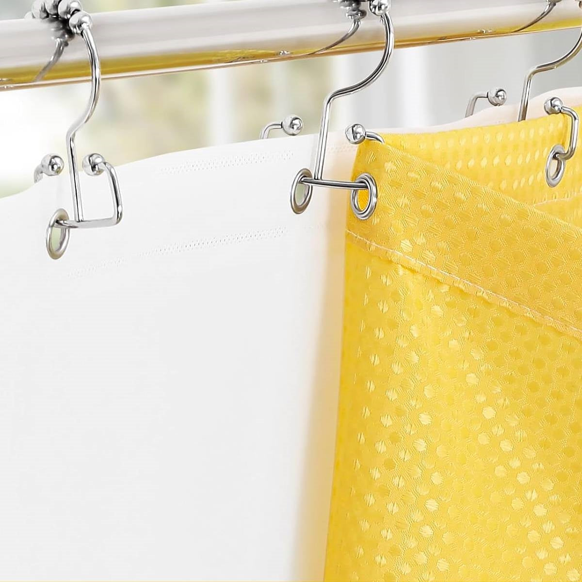72"W x 84"H Yellow Waffle Textured 3 in 1 Shower Curtain Set FastFurnishings